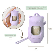 Load image into Gallery viewer, Teddy Bear Disposable Diaper Bags Dispenser COMBO PACK | 105 LAVENDER SCENTED Baby Poop Bags TOTAL & 1x Dispenser (LAVENDER SKY)