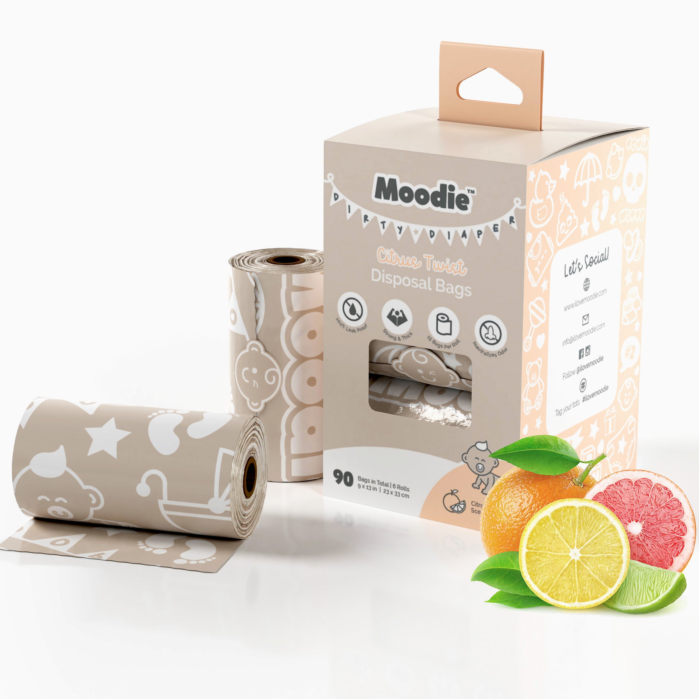 Baby Disposable Diaper Bags CITRUS TWIST SCENTED Roll