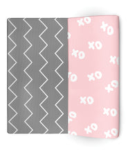 Load image into Gallery viewer, XoXo Zig Zag Luxe Foam Play Mat | Rose Pink & Gray | LARGE